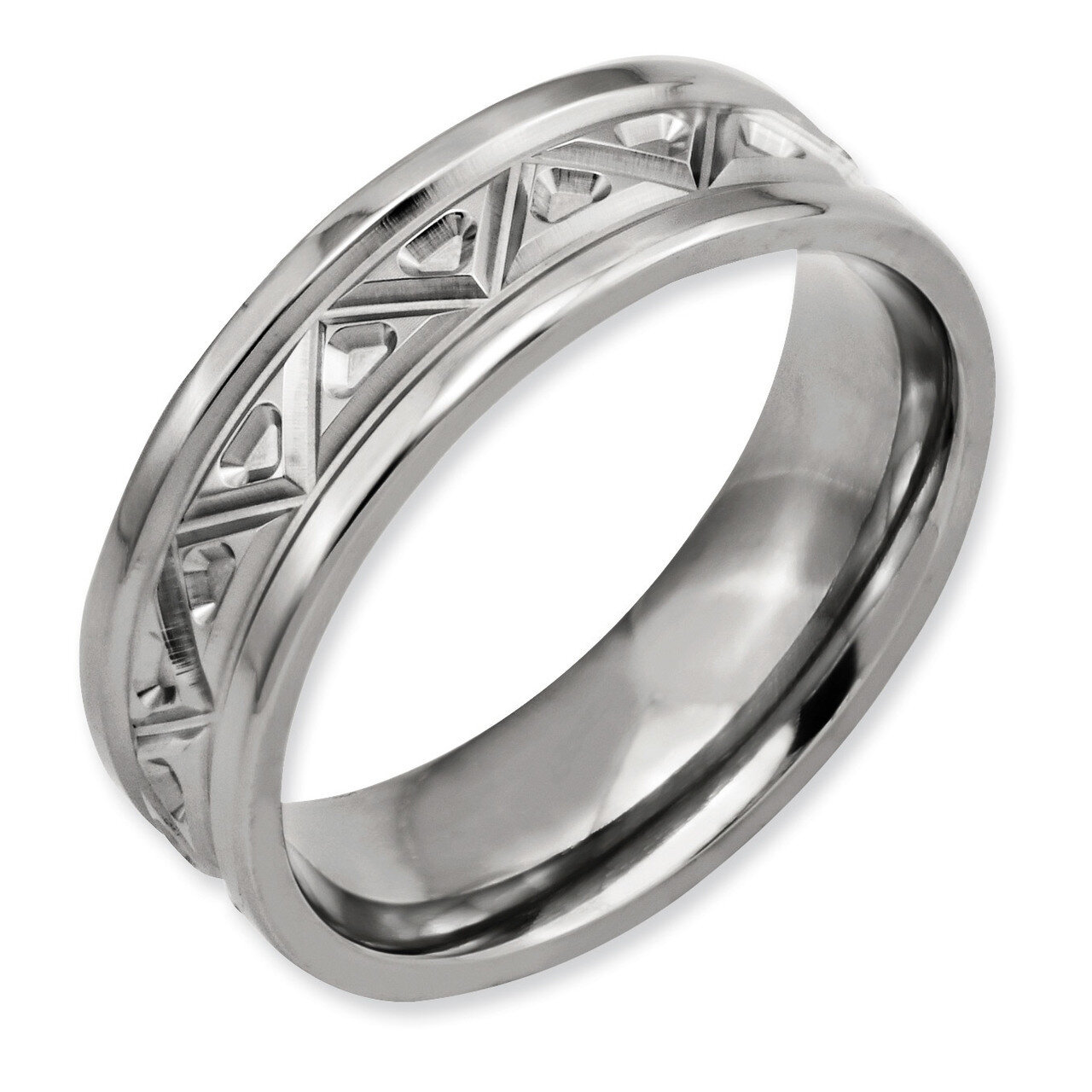Tribal Design 7mm Polished Band Titanium TB65-4