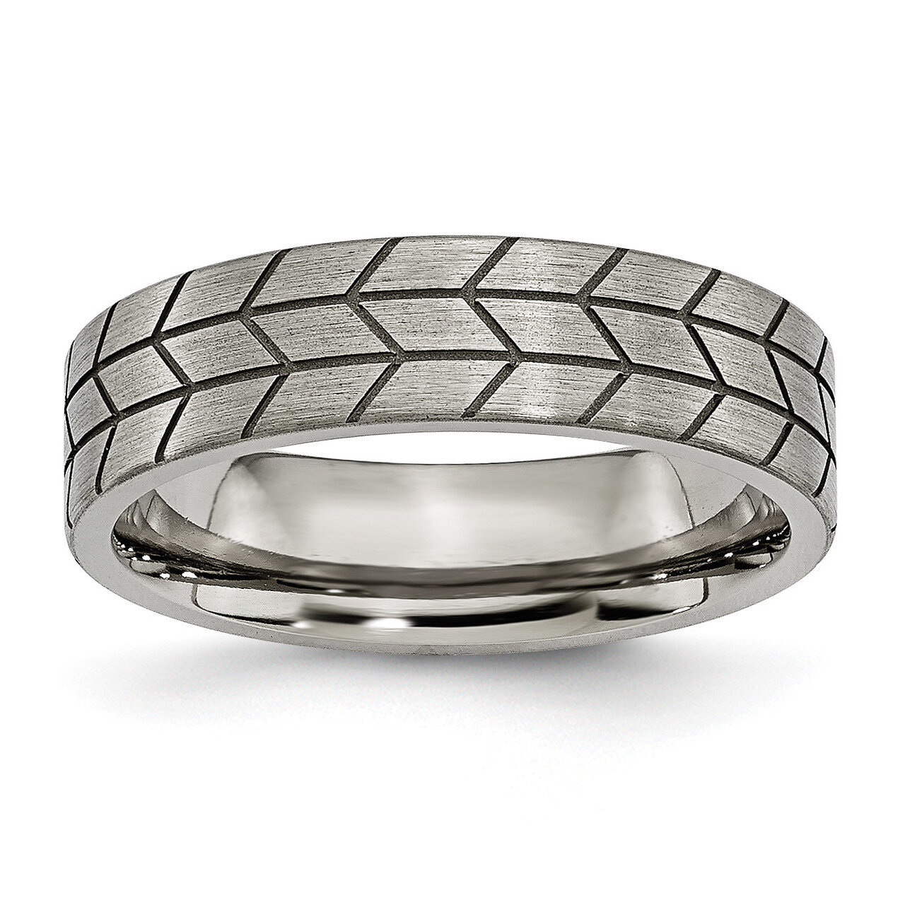 Flat Tread Design 6mm Brushed Band Titanium TB72-11