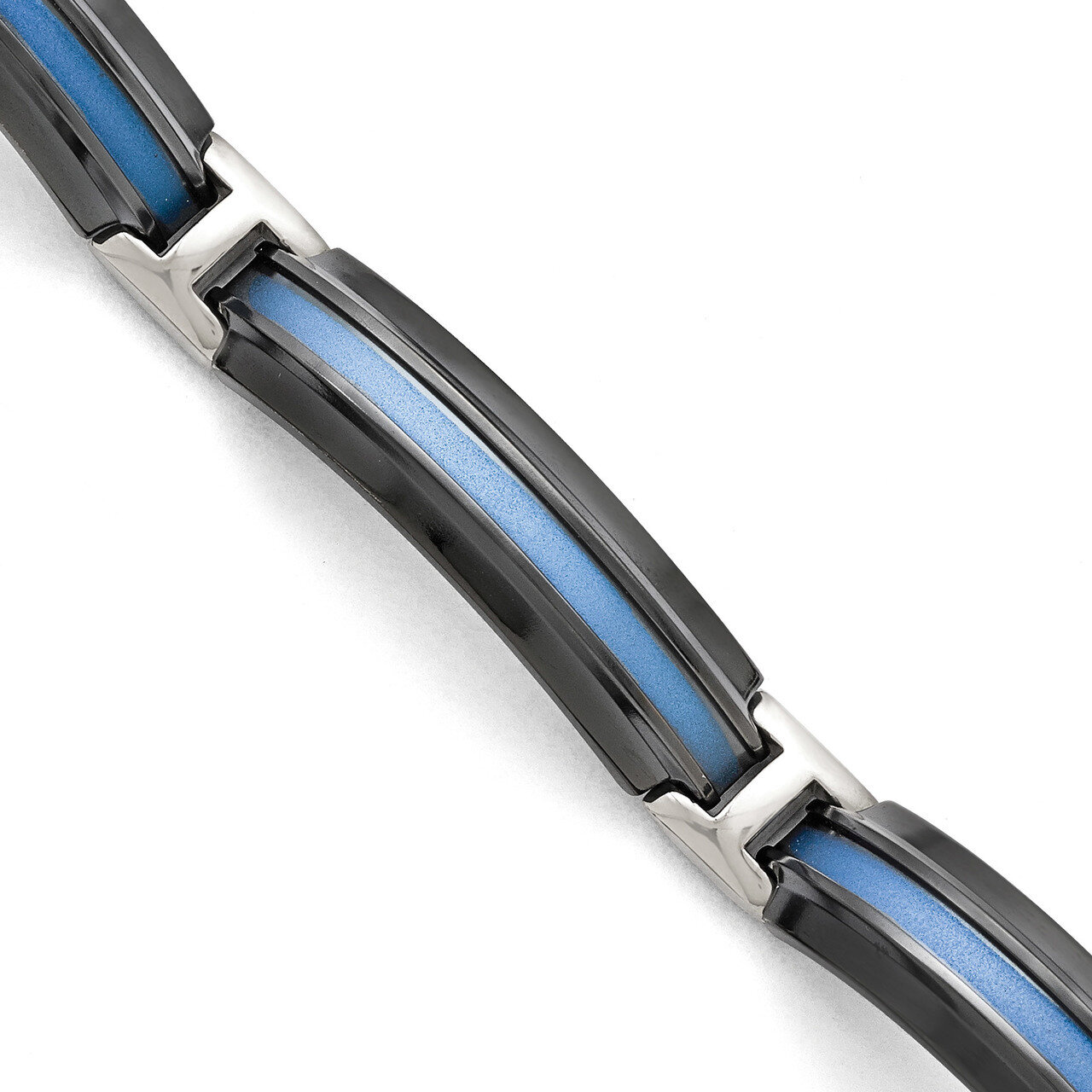 Black Ti Polished Blue Annodized Bracelet Titanium TBB165-8