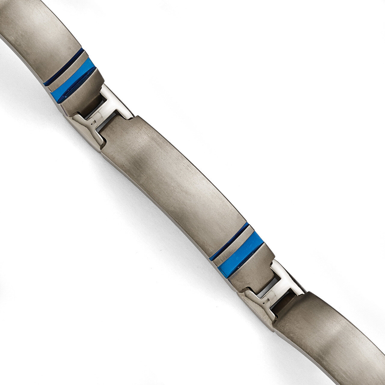 Grey Ti Brushed/Polished Blue Anodized Link Bracelet Titanium TBB167-8