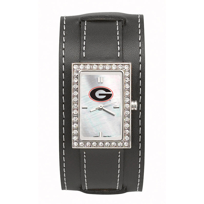 University of Georgia G Starlette Wide Black Lea Watch UGA121