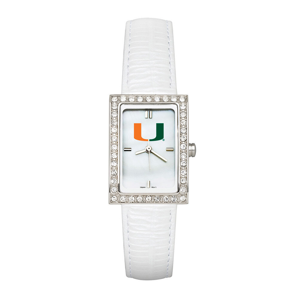 University of Miami Ladies Allure Watch White Leather Strap UMF132