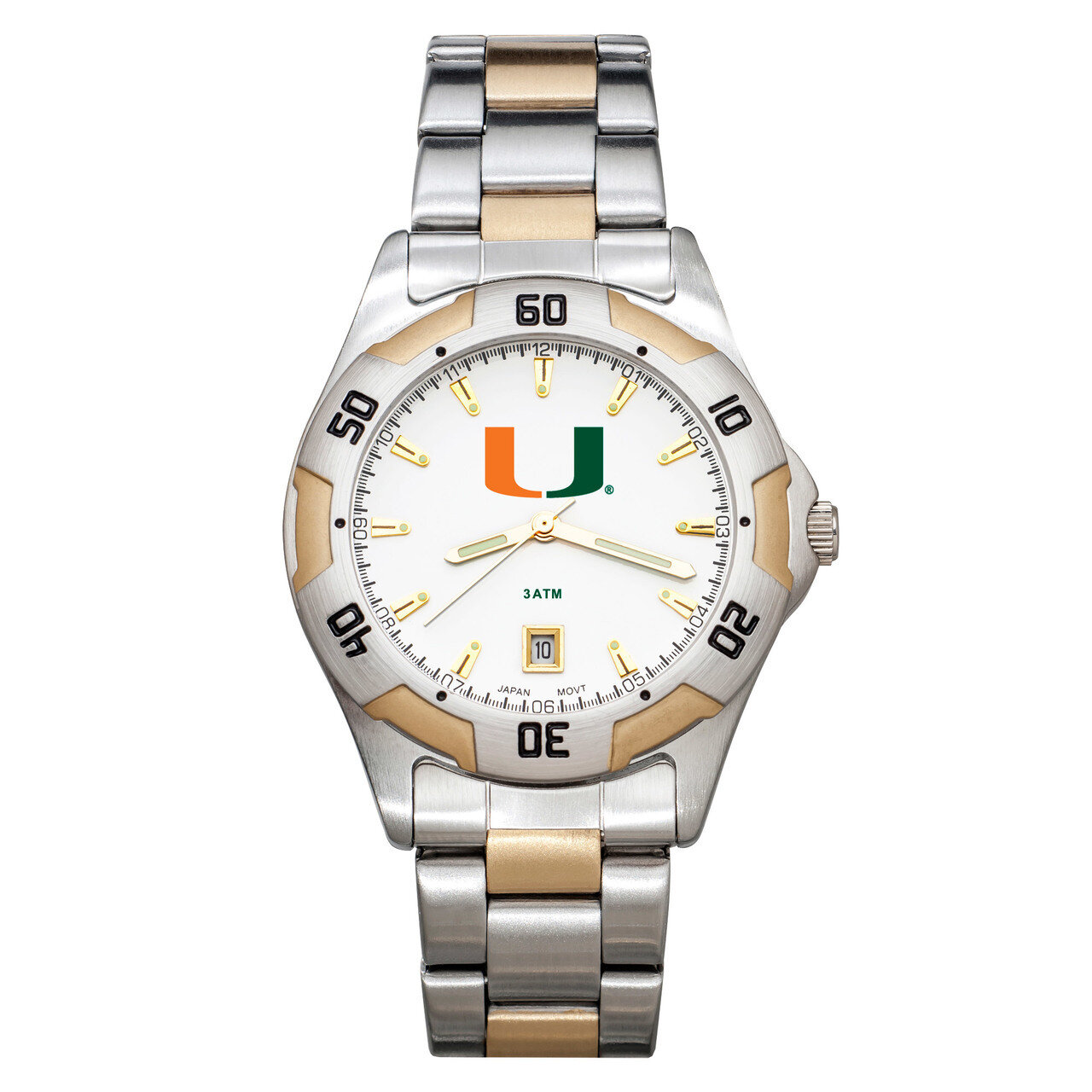 University of Miami All-Pro Men&#39;s Two-Tone Watch with Bracelet UMF153