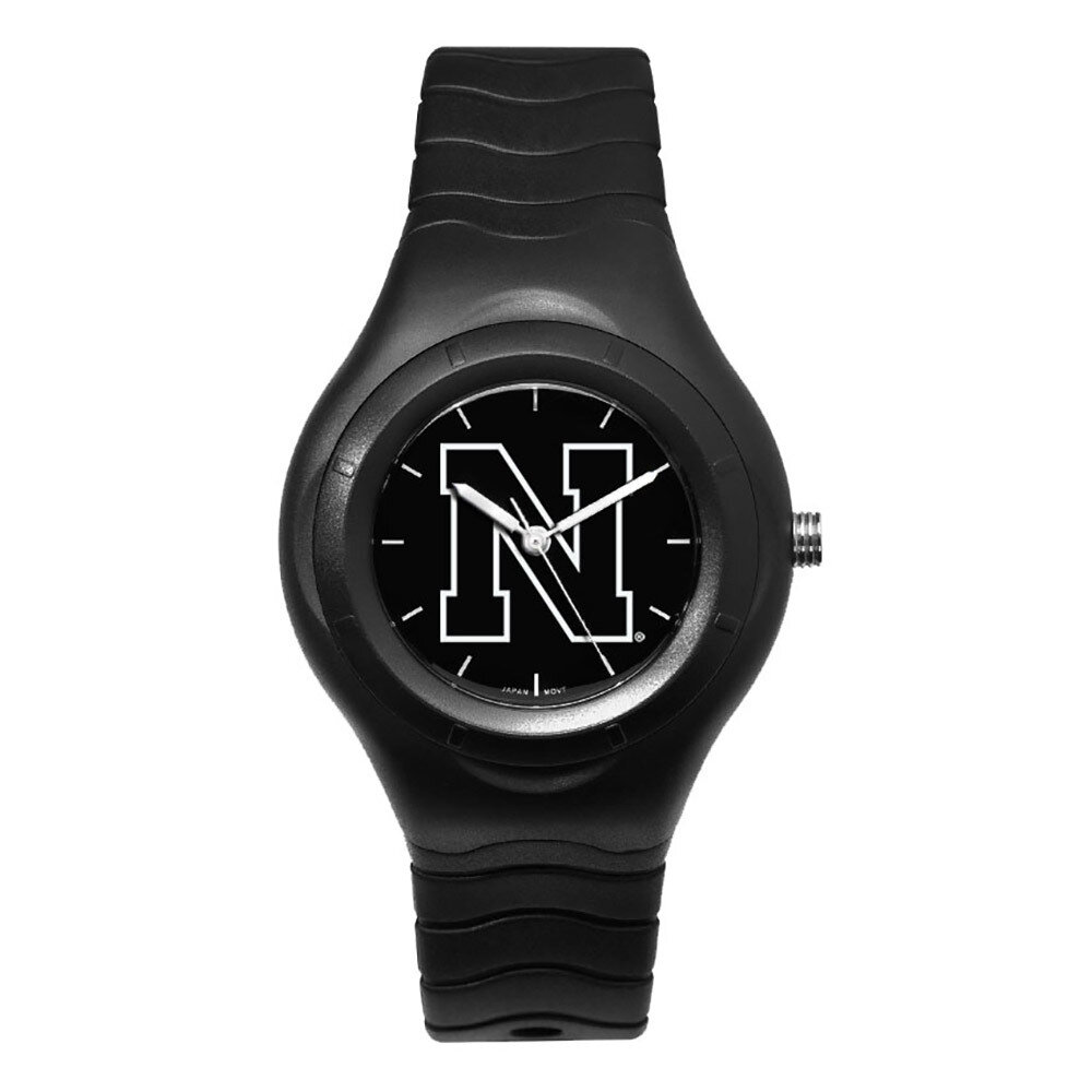 University of Nebraska Shadow Black Sports Watch With White Logo UNE112
