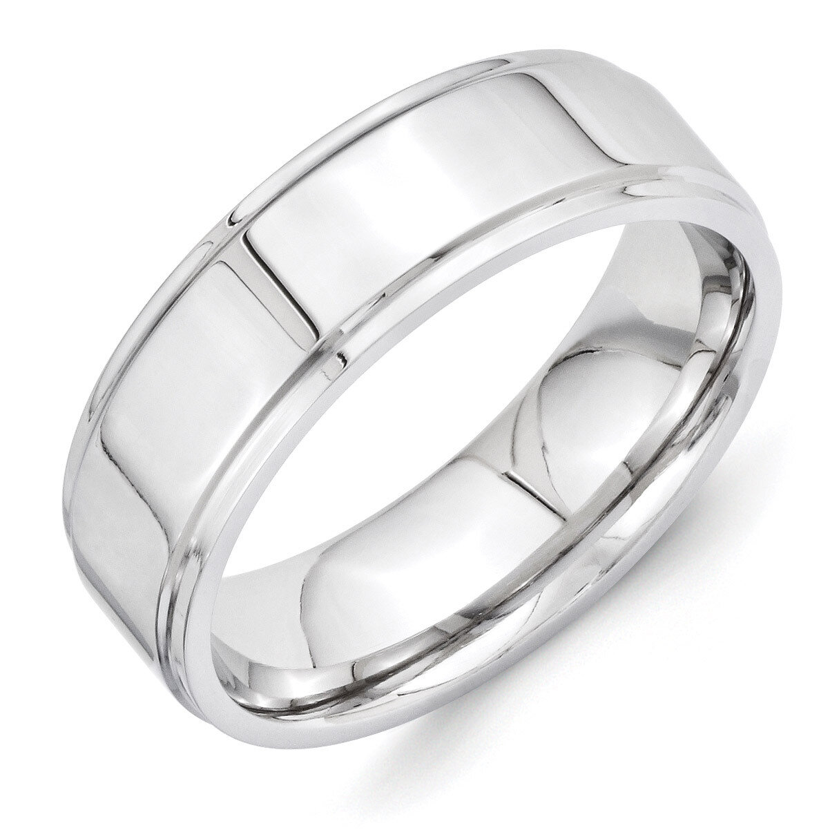 Polished 7mm Ridged Edge Flat Band Vitalium VB115-8