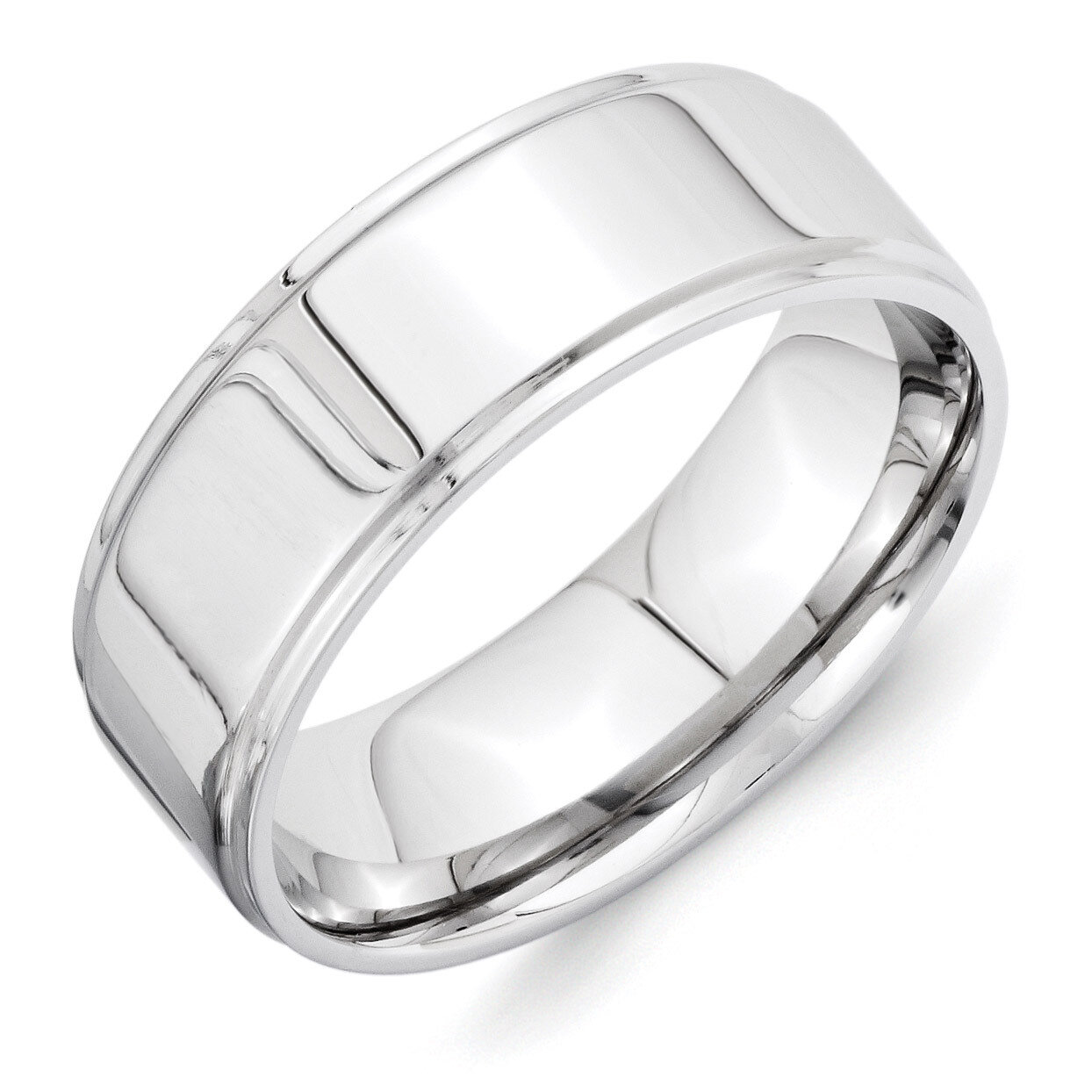 Polished 8mm Ridged Edge Flat Band Vitalium VB116-10