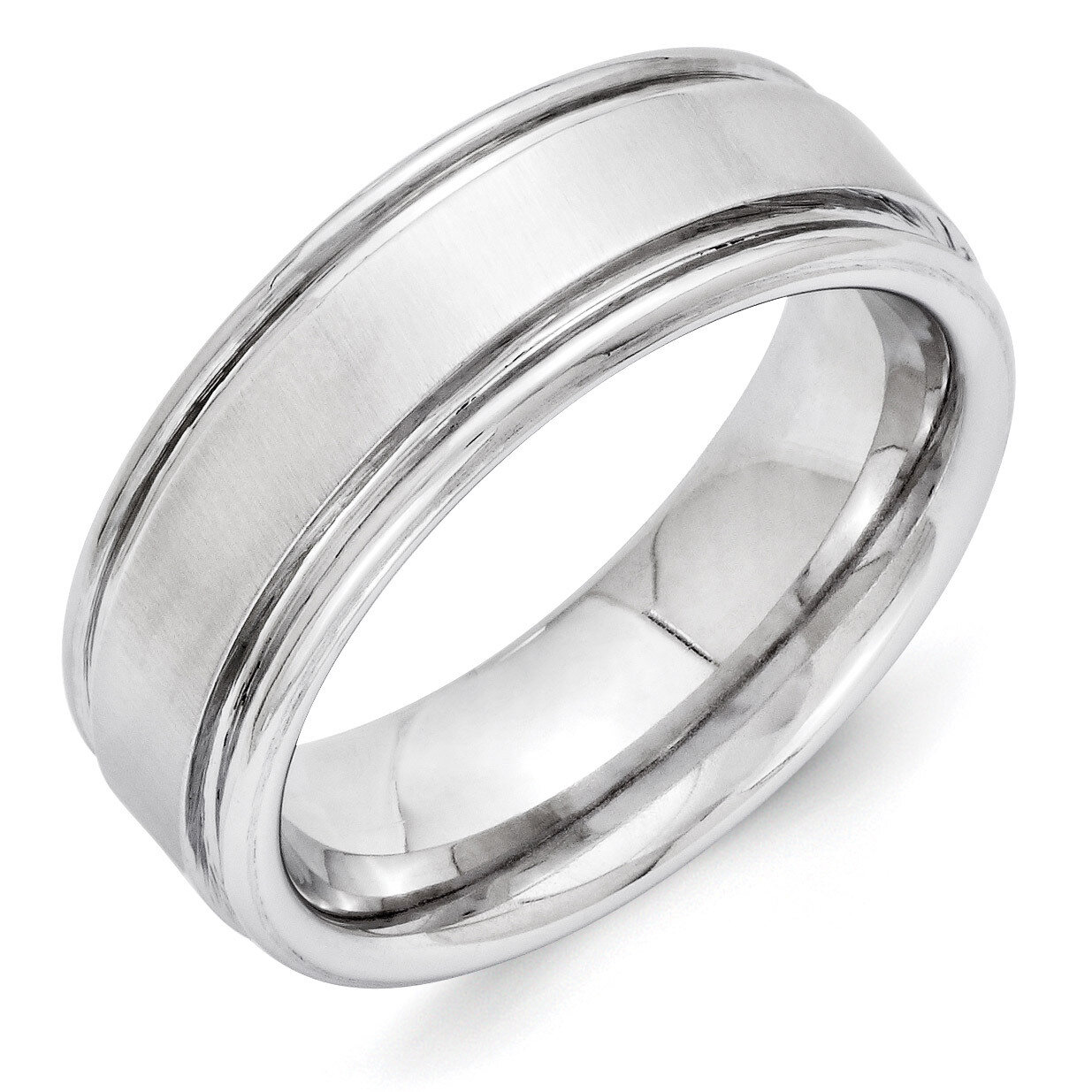 Cross Satin Finish Center Rounded Edge 8mm Band Vitalium VB123-10