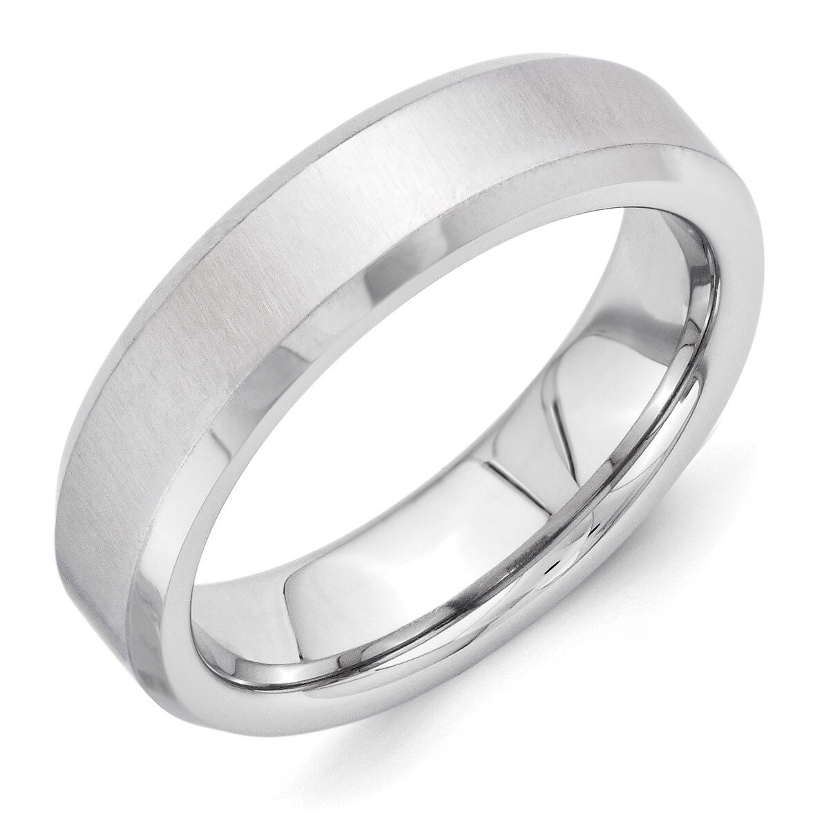 Cross Satin Center 6mm Beveled Edge Band Vitalium VB128-10
