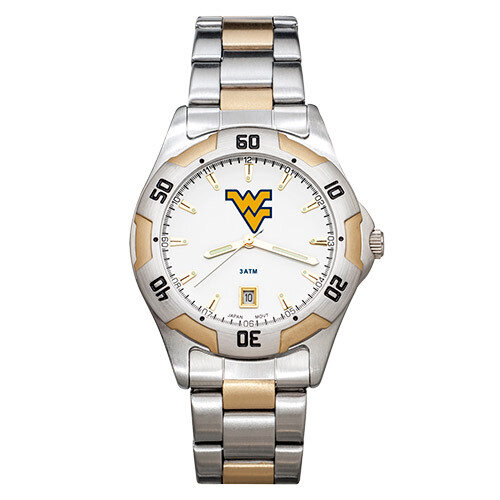 West Virginia University All-Pro Men's Two-Tone Watch with Bracelet WVU153