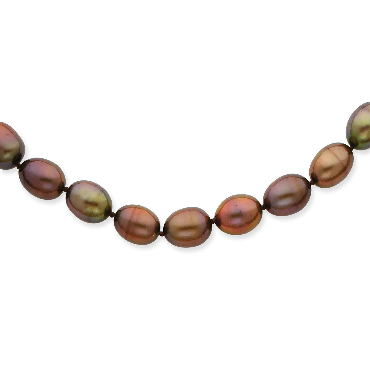 8-9mm Coffee Brown Fresh Water Cultured Pearl Necklace 14k Gold XF433-24