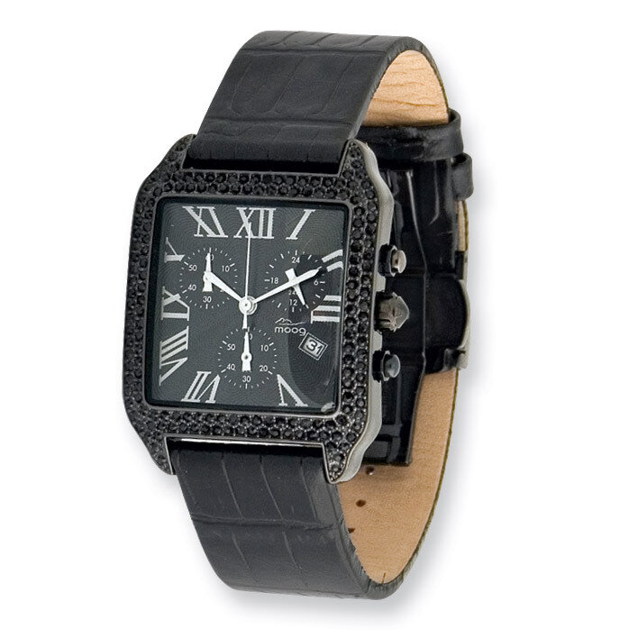 Moog Fashionista Swarovski Case/Black Strap Chronograph Watch XWA4113