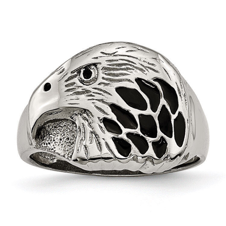 Black Enameled Eagle Ring Stainless Steel Polished SR456 by Chisel, MPN: SR456, 191101556661
