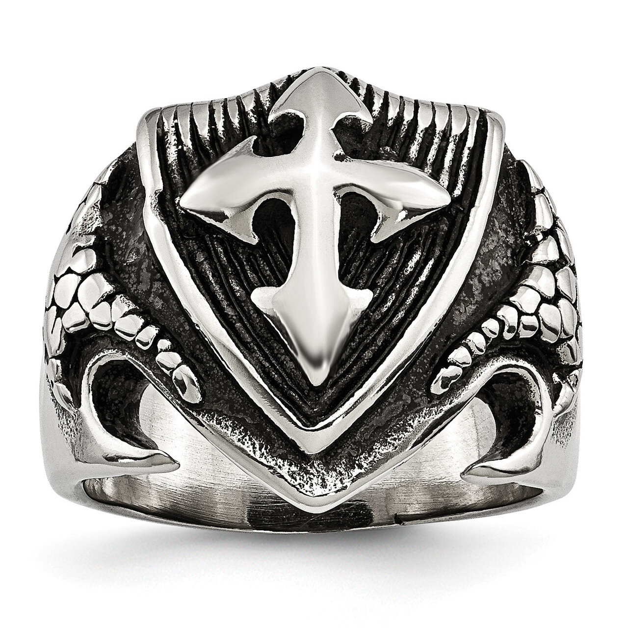 Shield Ring Antiqued Stainless Steel SR470
