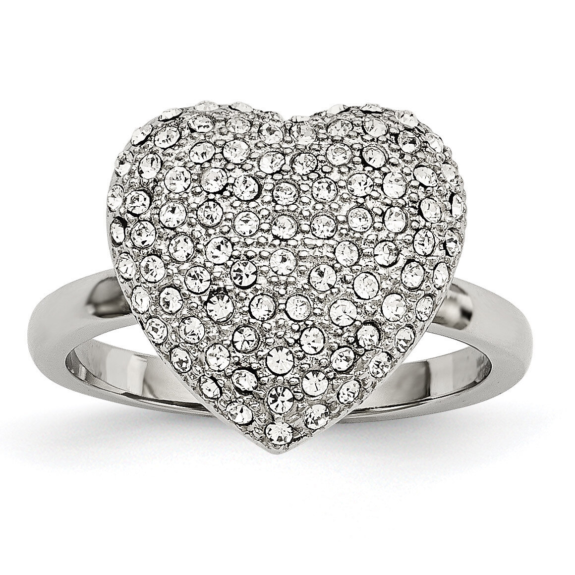 Preciosa Crystal Heart Ring Stainless Steel Polished SR590