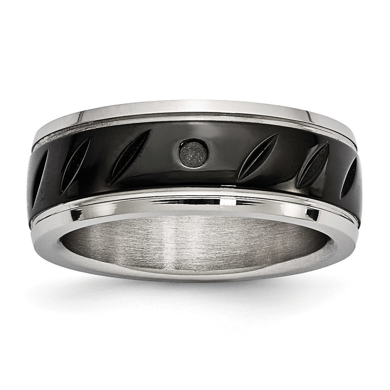 Black IP Grooved Ring Stainless Steel Polished SR596 by Chisel, MPN: SR596, 886774581392
