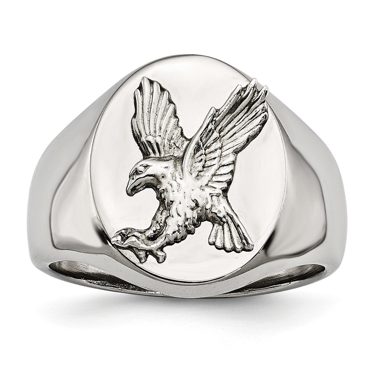 Sterling Silver Rhodium-plated Eagle Ring Stainless Steel Polished SR602