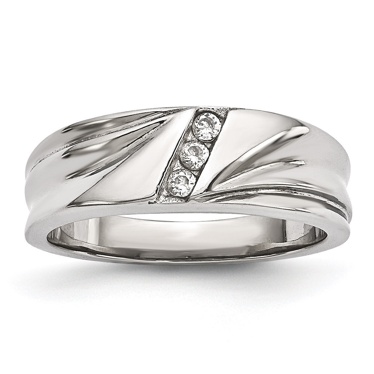 CZ Ring Stainless Steel Polished SR606 by Chisel, MPN: SR606, 191101556296