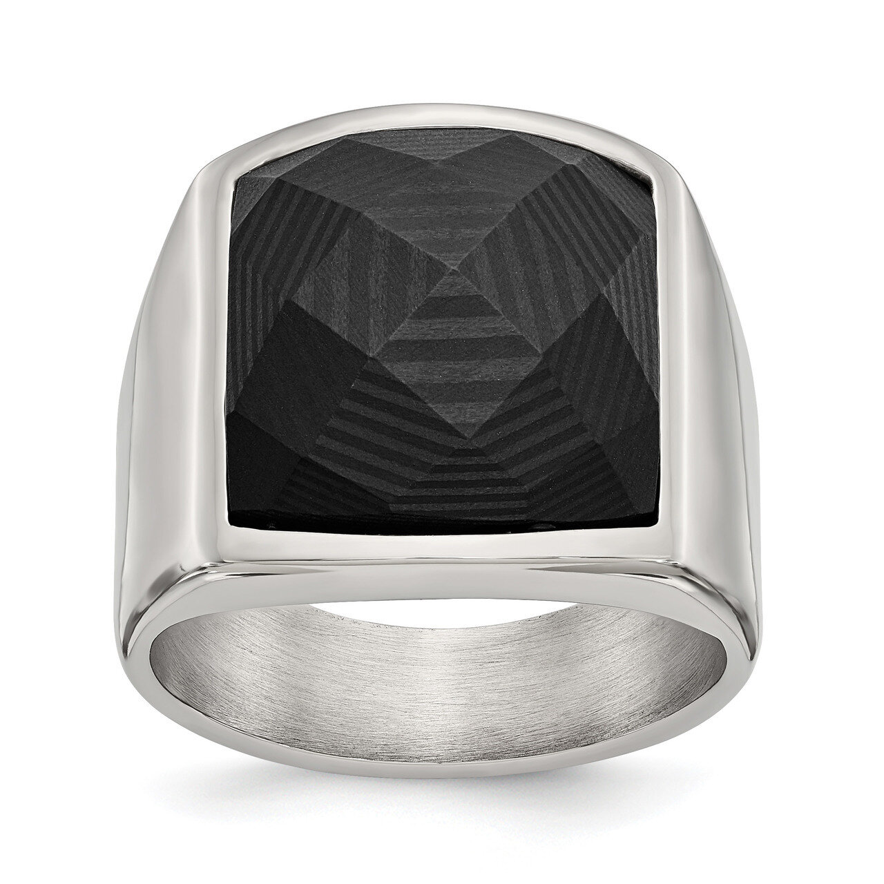 Solid Black Carbon Fiber Ring Stainless Steel Polished SR624 by Chisel, MPN: SR624, 191101021299