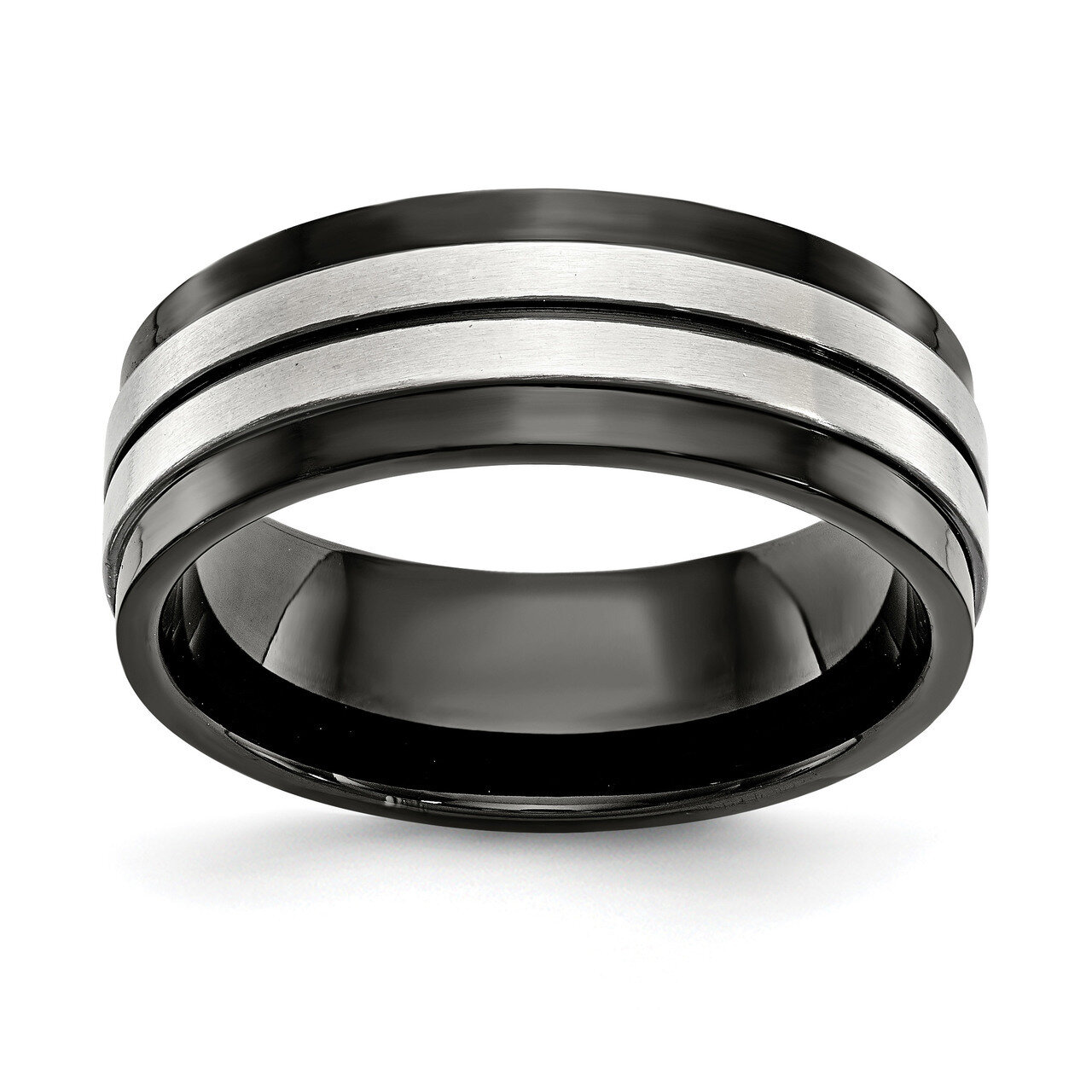 Black IP-plated 8mm Band Stainless Steel Brushed and Polished SR628