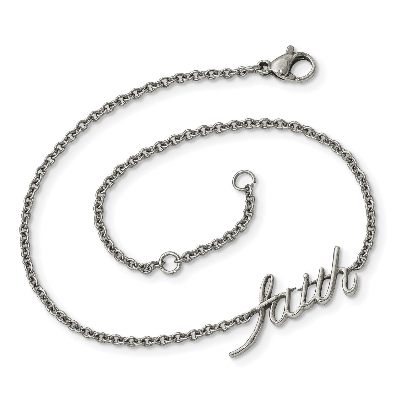 FAITH with 1 Inch Extender Anklet Stainless Steel Polished SRA114-9