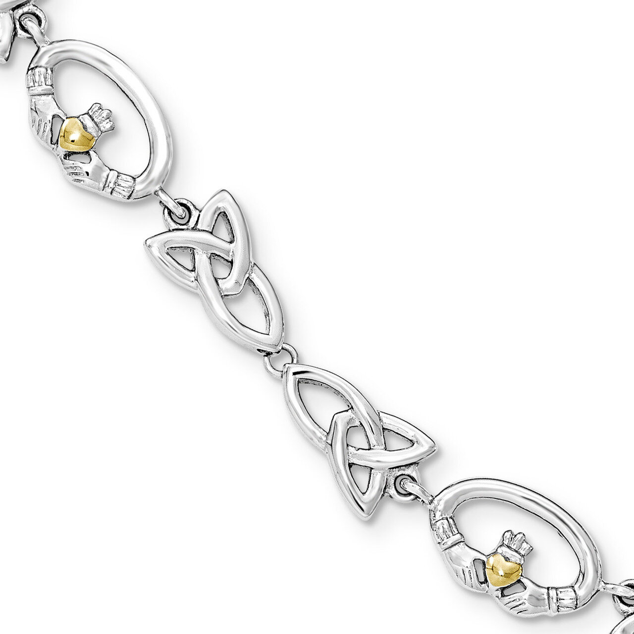 Yellow IP-plated Claddagh Bracelet Stainless Steel Polished SRB1622-7.5 by Chisel, MPN: SRB1622-7.5…