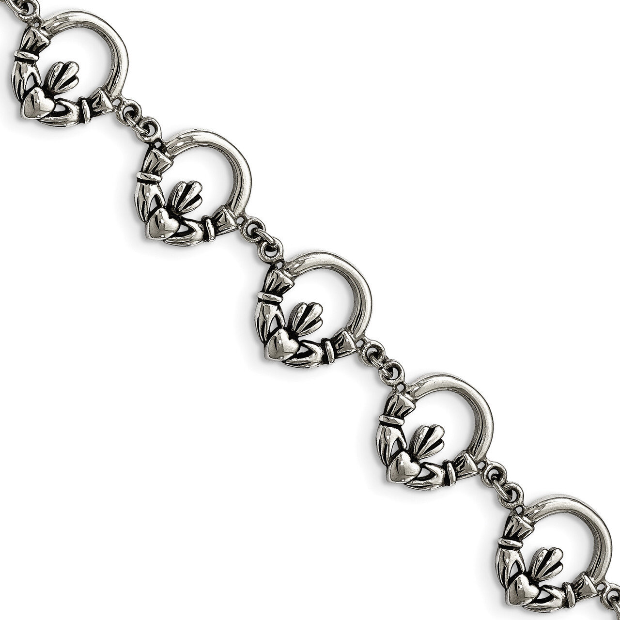 Claddagh Bracelet Stainless Steel Polished SRB1665-7.25 by Chisel, MPN: SRB1665-7.25, 191101647734