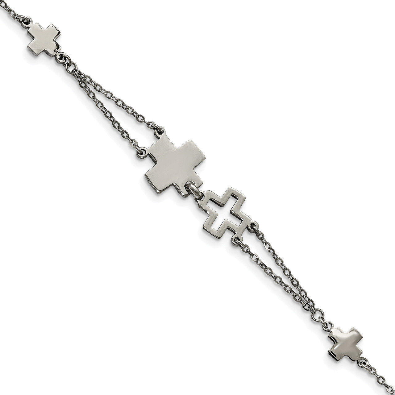 Cross Bracelet Stainless Steel SRB1696-7.5 by Chisel, MPN: SRB1696-7.5, 191101646232