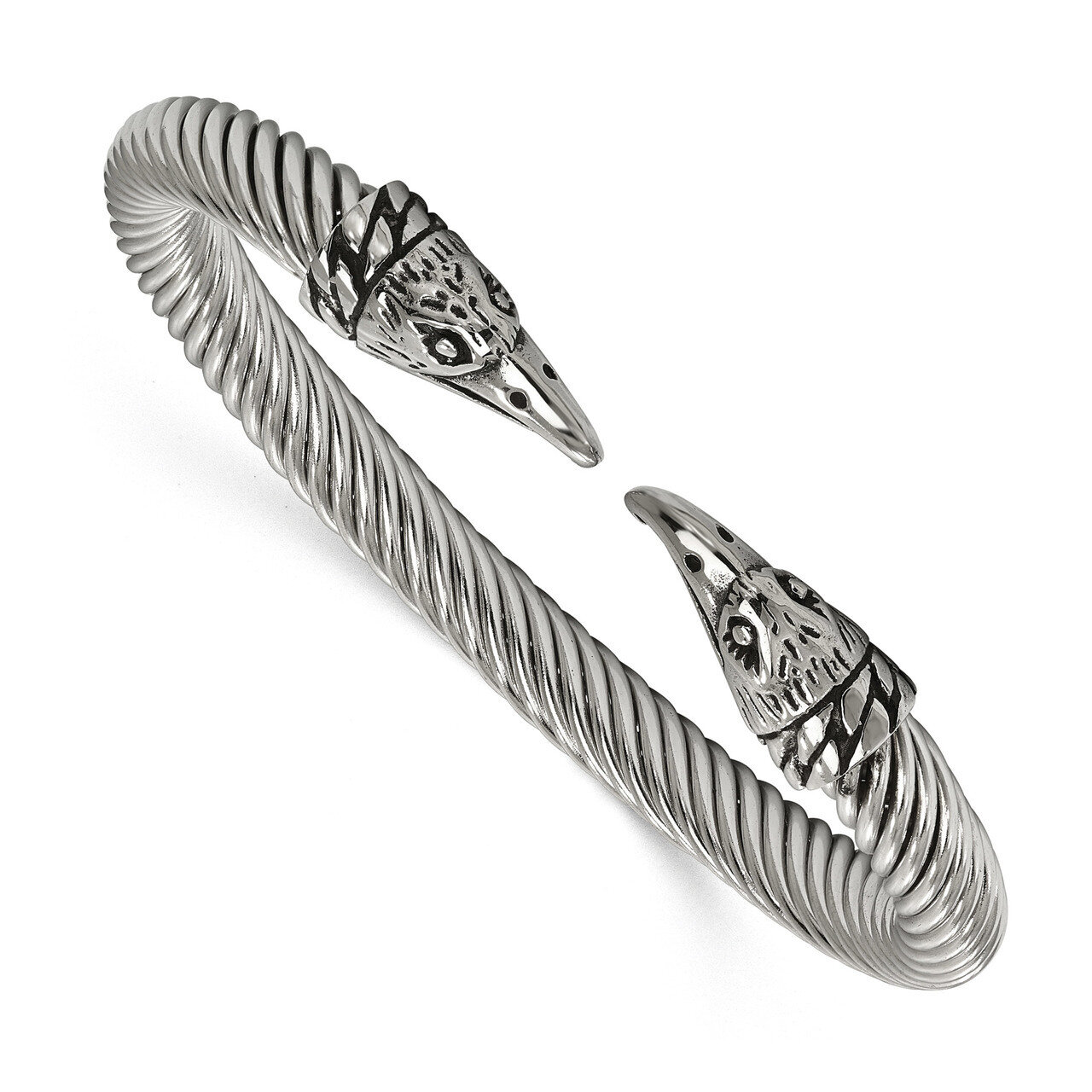Eagle Cuff Bangle Stainless Steel Antiqued Polished SRB1765