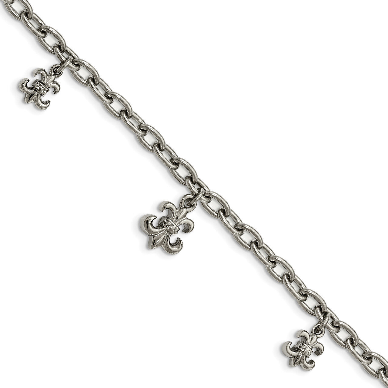 Fleur de Lis with 3 inch Extender Bracelet Stainless Steel Polished SRB1770-7 by Chisel, MPN: SRB17…