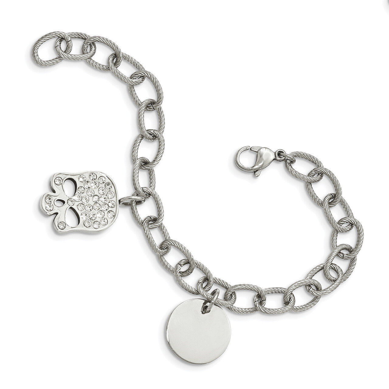 Crystal Skull Charm 7.5 Inch Bracelet Stainless Steel Polished SRB1771-7.5 by Chisel, MPN: SRB1771-…