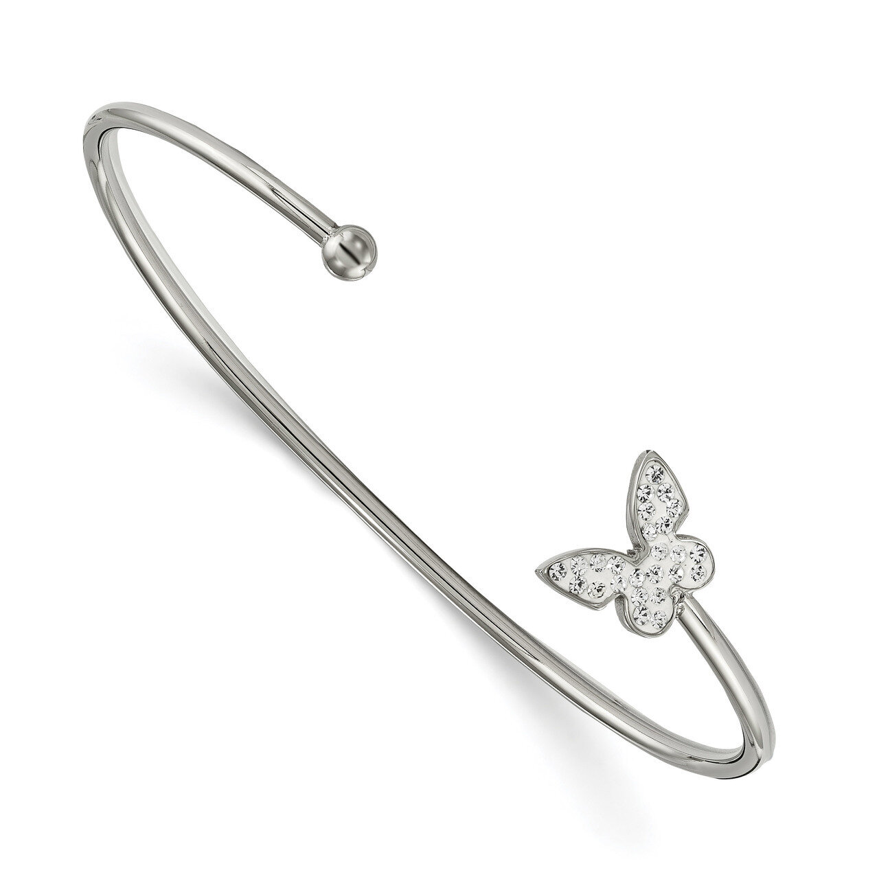 Preciosa Crystal Butterfly Cuff Bangle Stainless Steel Polished SRB1858 by Chisel, MPN: SRB1858, 19…
