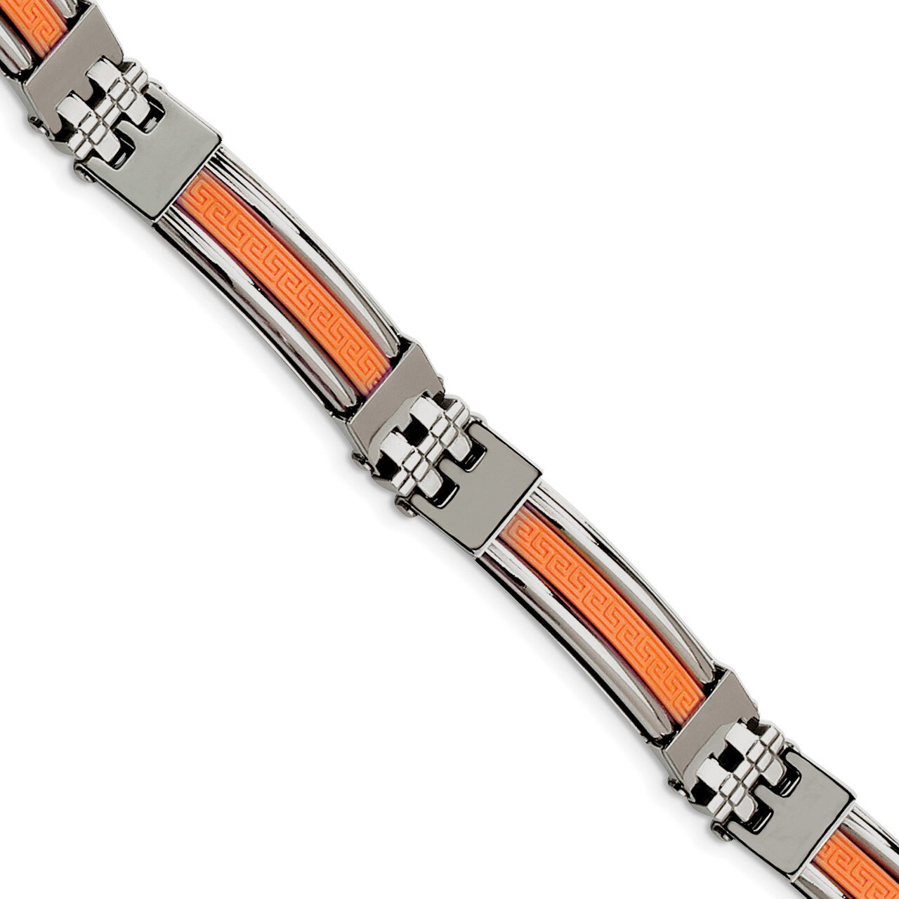 Orange Rubber 9 Inch Bracelet Stainless Steel SRB185-9