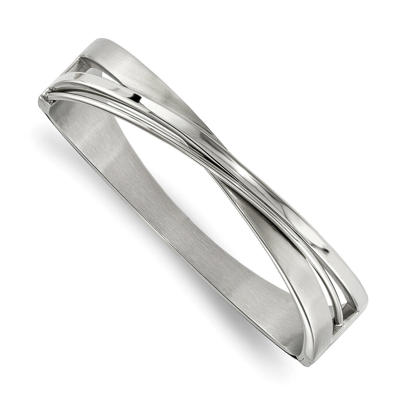 Twisted Hinged Bangle Stainless Steel Brushed and Polished SRB1873 by Chisel, MPN: SRB1873, 1911010…