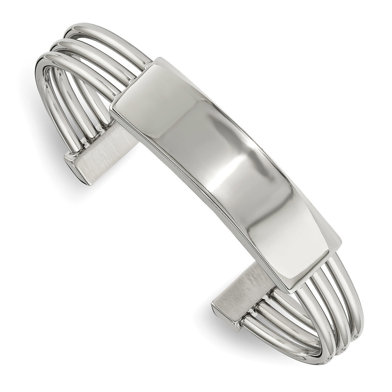 ID Plate Cuff Bangle Stainless Steel Polished SRB1875