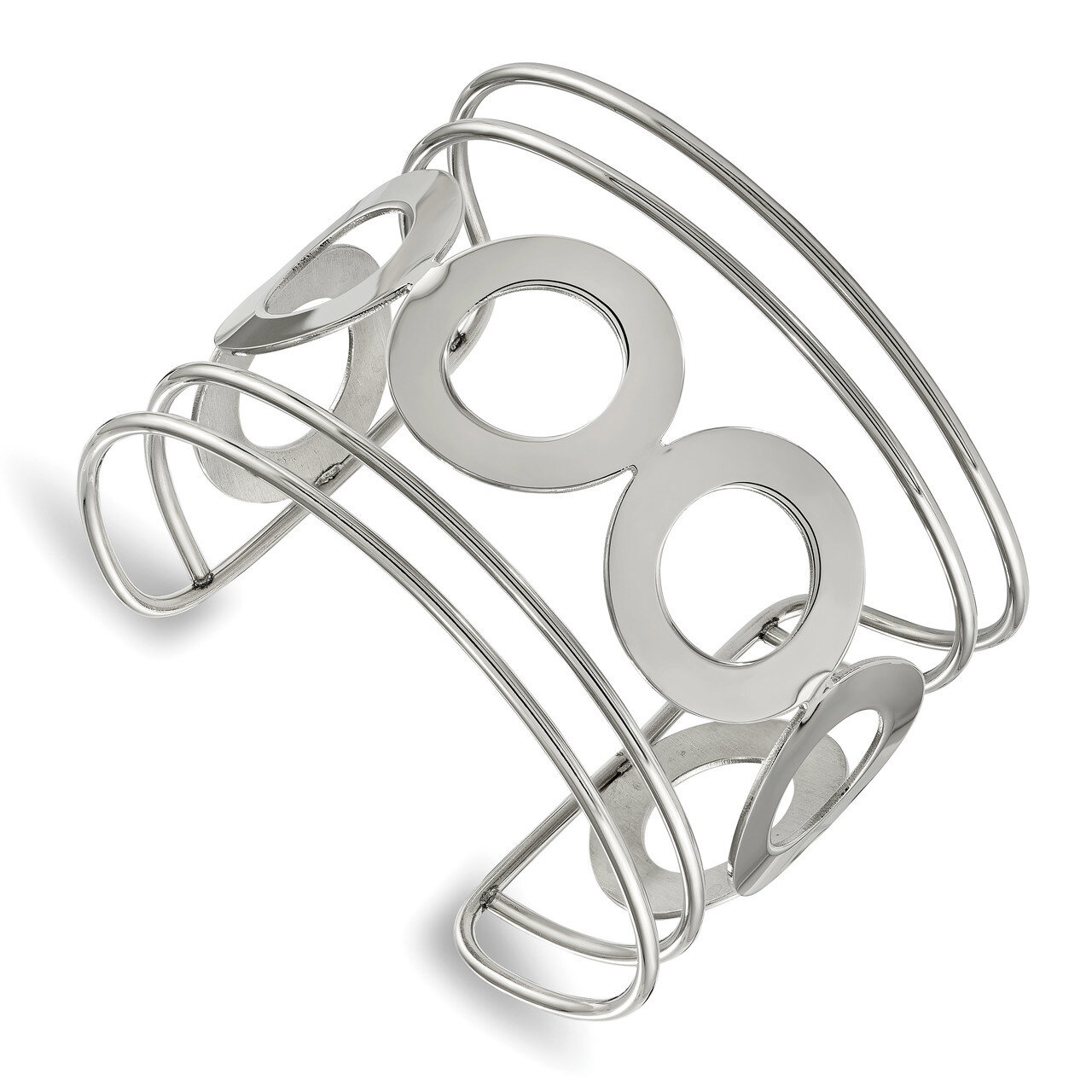 Circle Design 50.00mm Cuff Bangle Stainless Steel Polished SRB1879