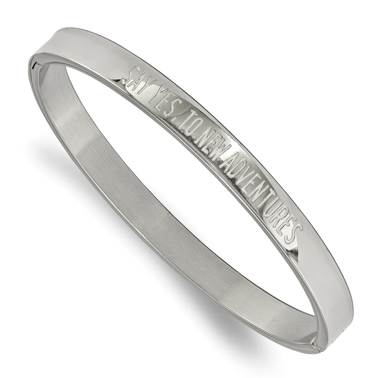 Say Yes to New Adventures 6mm Hinged Bangle Stainless Steel Polished SRB1893 by Chisel, MPN: SRB189…