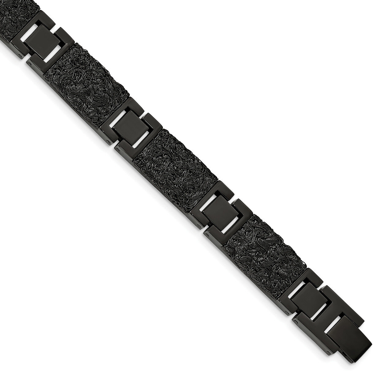 Black IP plated Wire Inlay 8.5 Inch Bracelet Stainless Steel Polished SRB1914-8.5 by Chisel, MPN: S…