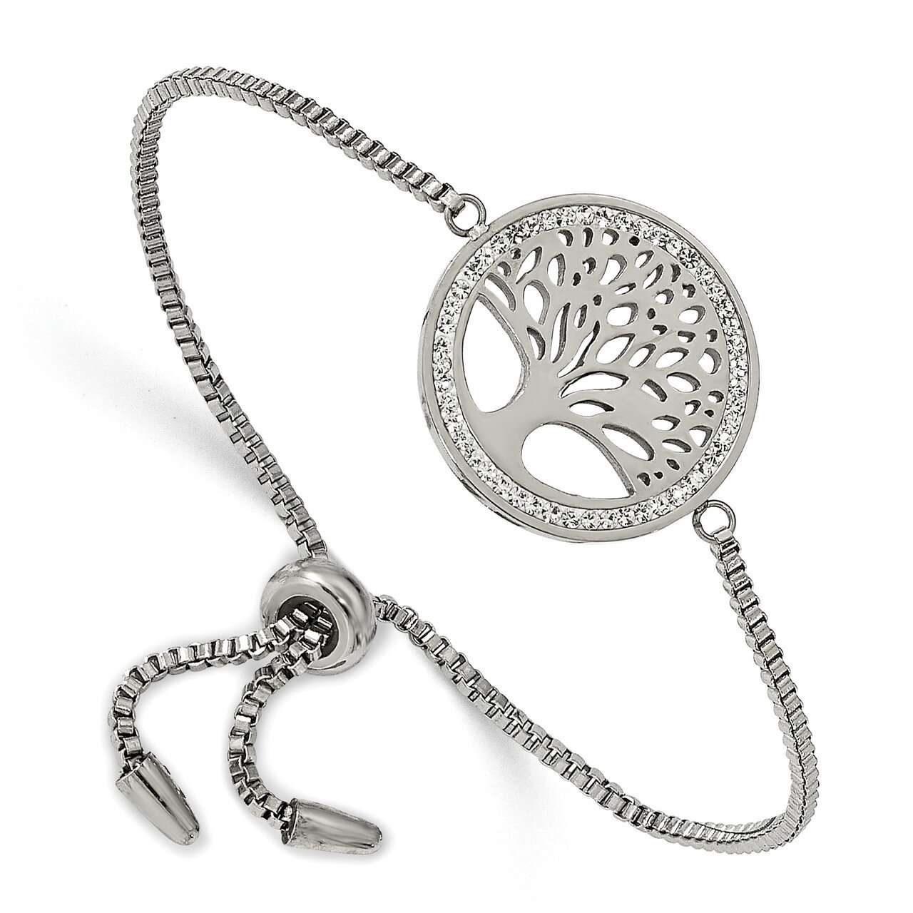 Preciosa Crystal Tree Adjustable Bracelet Stainless Steel Polished SRB1918 by Chisel, MPN: SRB1918,…