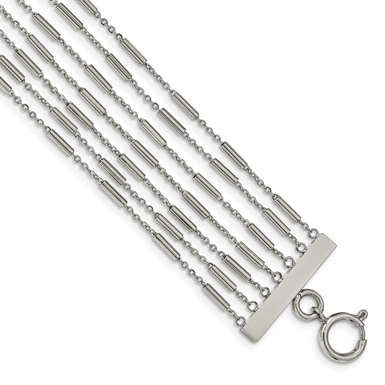 Multi Strand 7.5 Inch Bracelet Stainless Steel Polished SRB1924-7.5 by Chisel, MPN: SRB1924-7.5, 19…