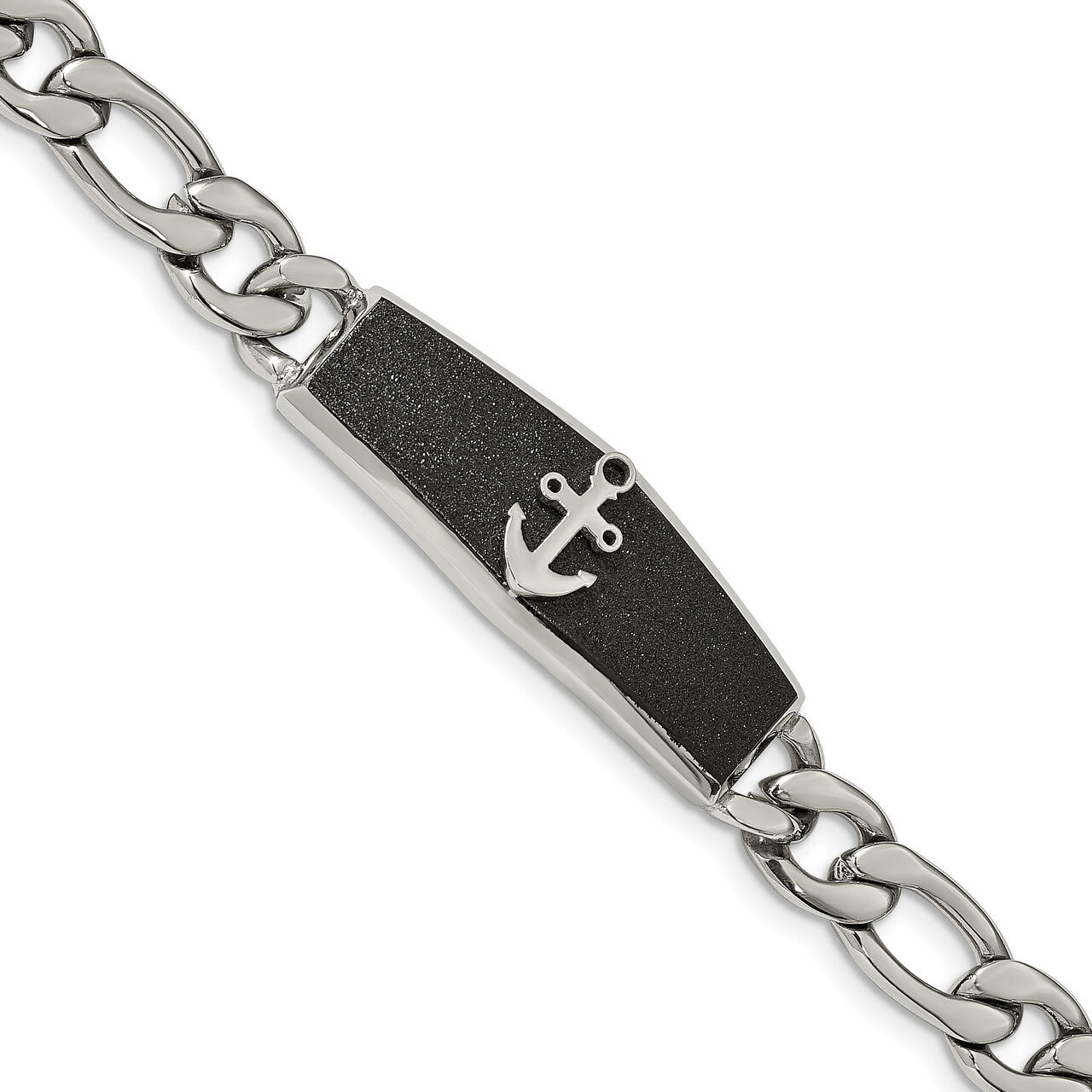 Black IP-plated Laser cut Anchor 8.5 Inch Bracelet Stainless Steel Polished SRB1925-8.5 by Chisel, …