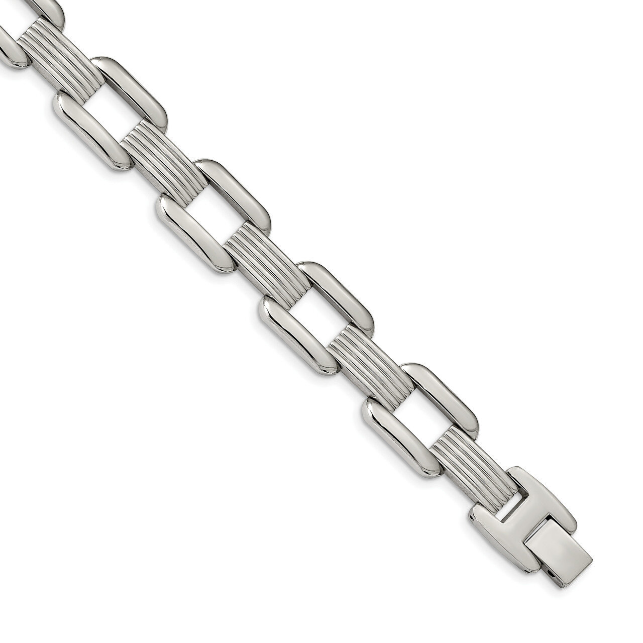 Square Open Link 8.5 inch Bracelet Stainless Steel Polished SRB1937-8.5
