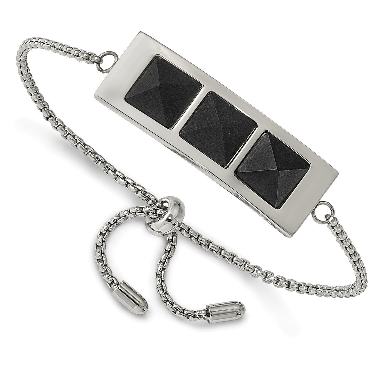 Solid Black Carbon Fiber Adj Bracelet Stainless Steel Brushed and Polished SRB1955 by Chisel, MPN: …