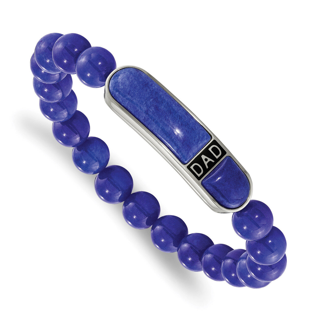 Lapis Beaded Dad Stretch Bracelet Stainless Steel Polished Enameled SRB1958 by Chisel, MPN: SRB1958…