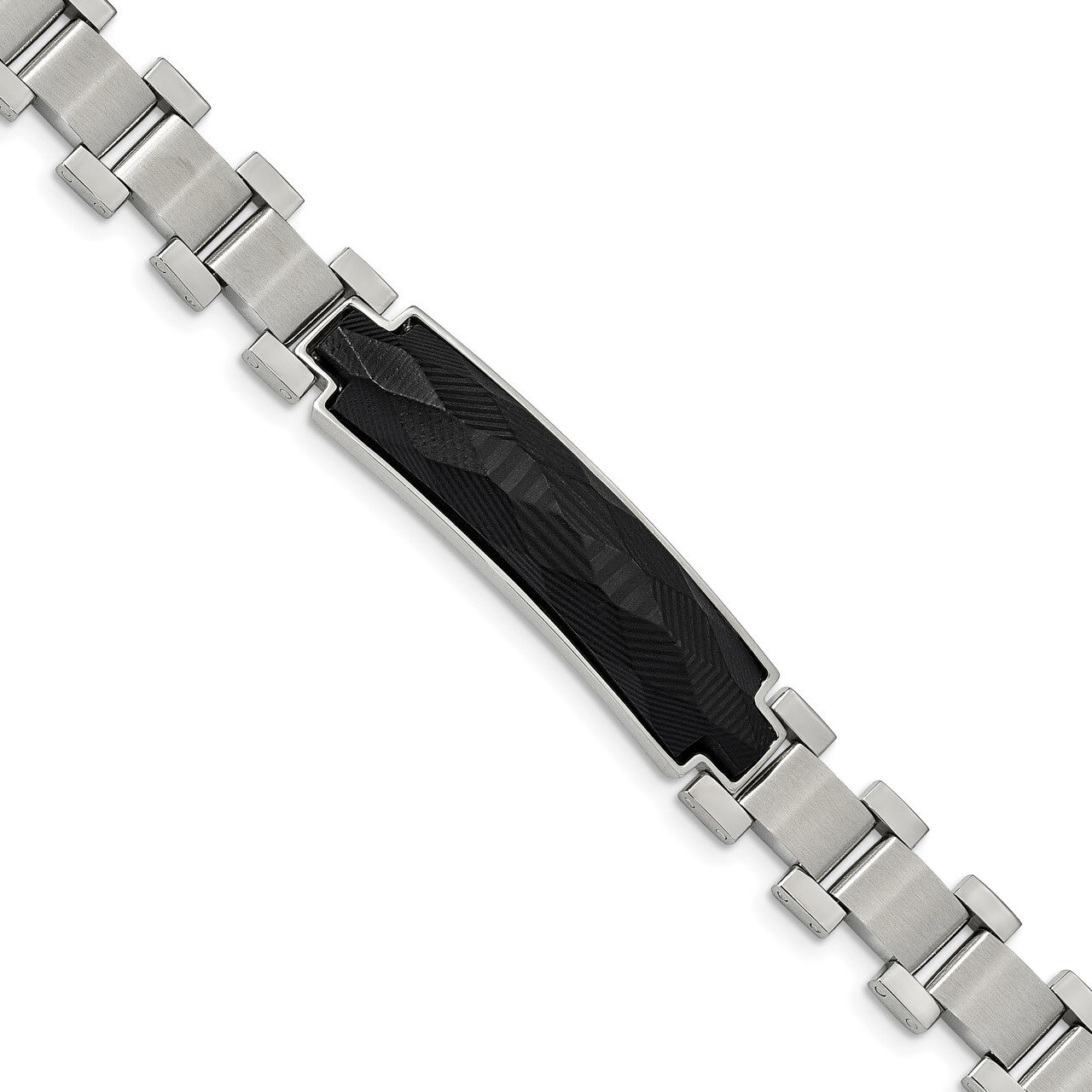 Solid Carbon Fiber Inlay 8.25 Inch Bracelet Stainless Steel Brushed and Polished SRB1960-8.25