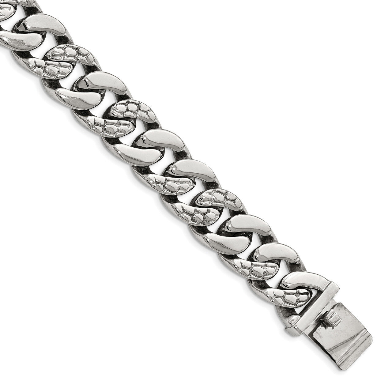 Link Bracelet Stainless Steel Polished Textured SRB1979-8.5 by Chisel, MPN: SRB1979-8.5, 1911016452…