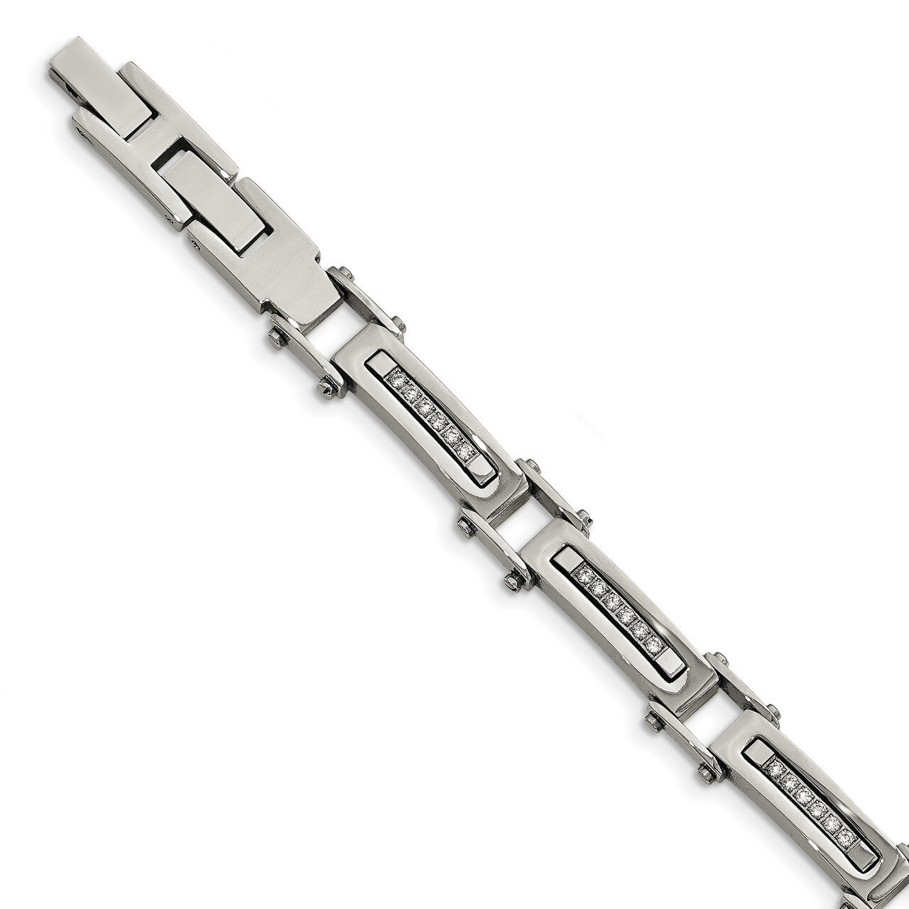 CZ with .50 Inch Extender Link Bracelet Stainless Steel Polished SRB1994-8.25 by Chisel, MPN: SRB19…