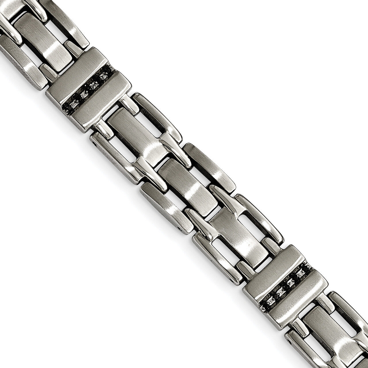 Black CZ Link Bracelet Stainless Steel Brushed and Polished SRB2011-8.5 by Chisel, MPN: SRB2011-8.5…