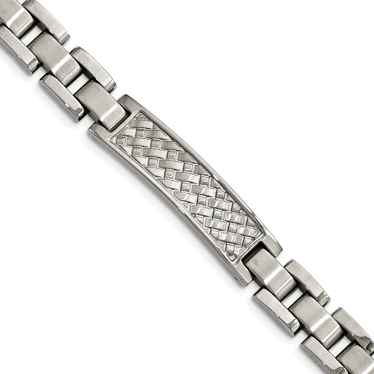 Weaved Pattern ID Bracelet Stainless Steel Brushed and Polished SRB2028-8.5 by Chisel, MPN: SRB2028…