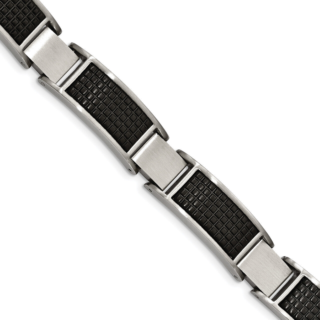 IP Textured Link with .50 Inch Extender Bracelet Stainless Steel Brushed Black SRB2047-8 by Chisel,…