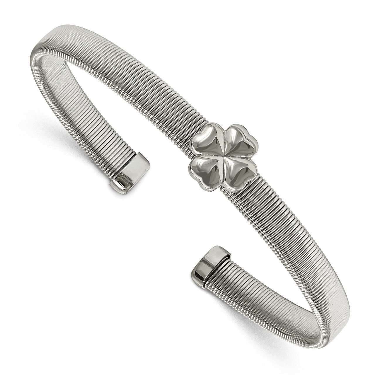 Flexible Four Leaf Clover Bangle Stainless Steel Polished SRB2084 by Chisel, MPN: SRB2084, 19110164…